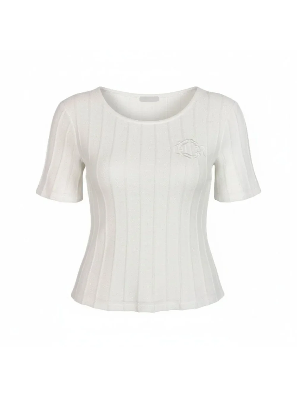 Dior Short Sleeve Knit Summer Sweater Emblem Embroidery White Cotton M